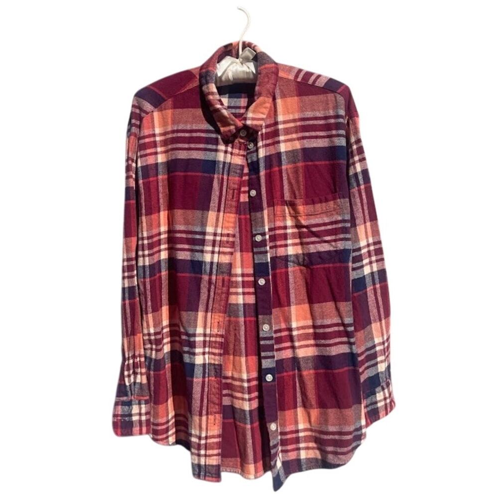 Old Navy Oversized Plaid Flannel Boyfriend Tunic Shirt Women's Size Large
